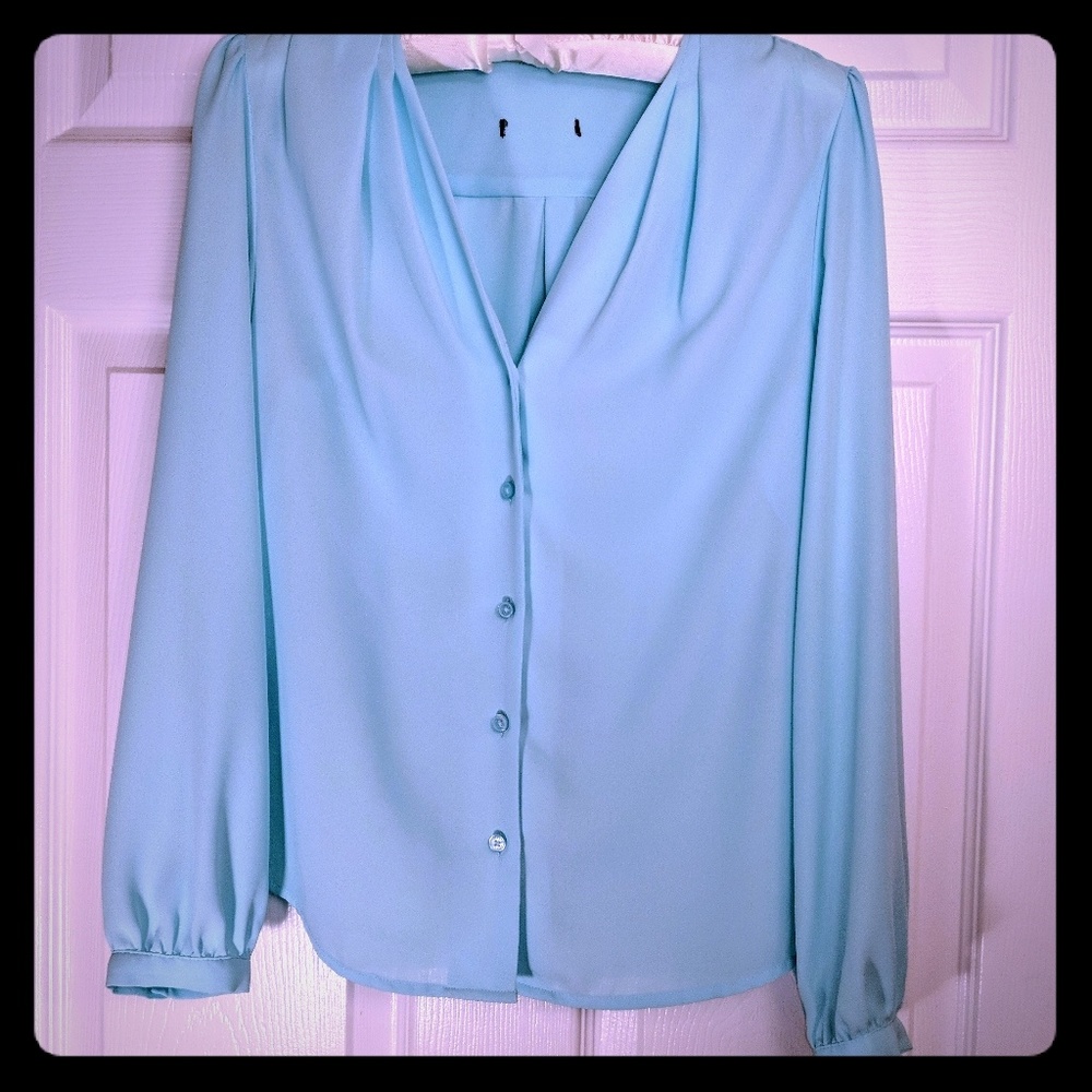 Blue Button Down Blouse XS